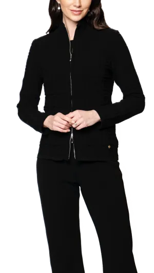 Zoe Square-Detail Knit Jacket ; Black